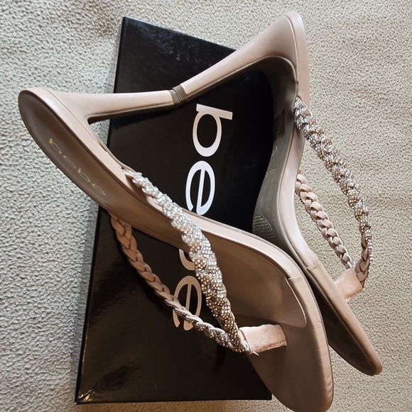 bebe Tan and Silver Braided Sandals - Picture 2 of 7